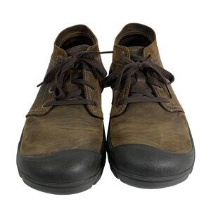 Keen Mens Size 12M Briggs II Brown Leather Lace-Up Hiking Shoes Rubber Toe Cap